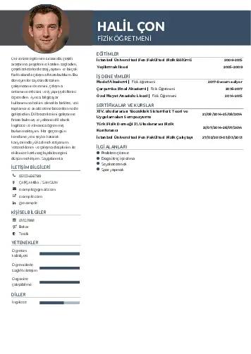 Fizik Öğretmeni CV Örnekleri cv indir